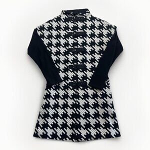 Luc Fontaine Long sleeve Tunic Size 6 Black /Geometric Print Belted Front